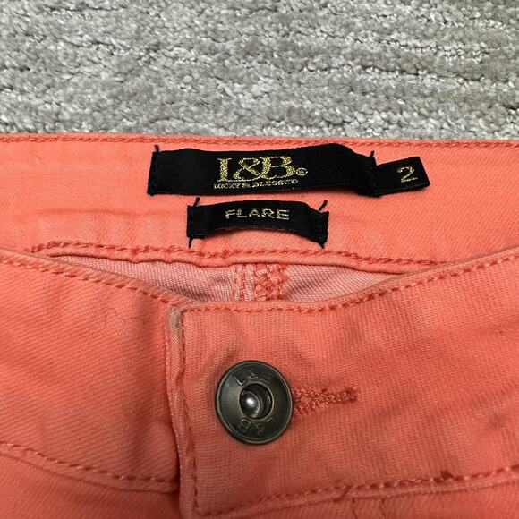 Lucky & Blessed Flare Pants Womens 2 Coral Lace Trim Boho Festival Retro Western - Picture 7 of 13